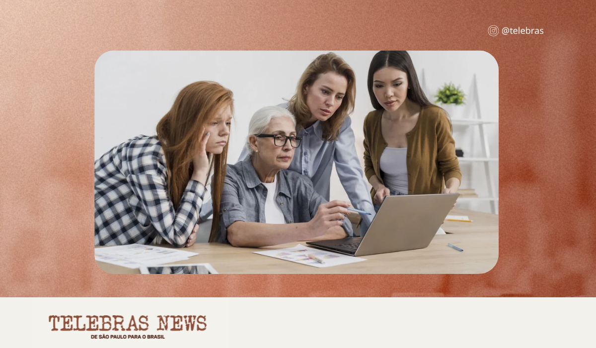 Jovens participam de reunião com profissional mais experiente.